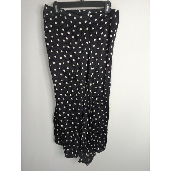 Zara Black & White Polka Dot Midi Long Skirt Women's Large Satin Ruched Bloggers - Picture 8 of 12